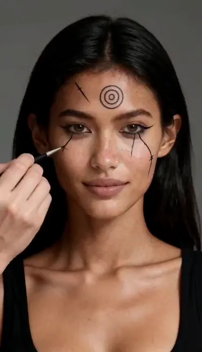 Half-Face Monster Makeup AI video template